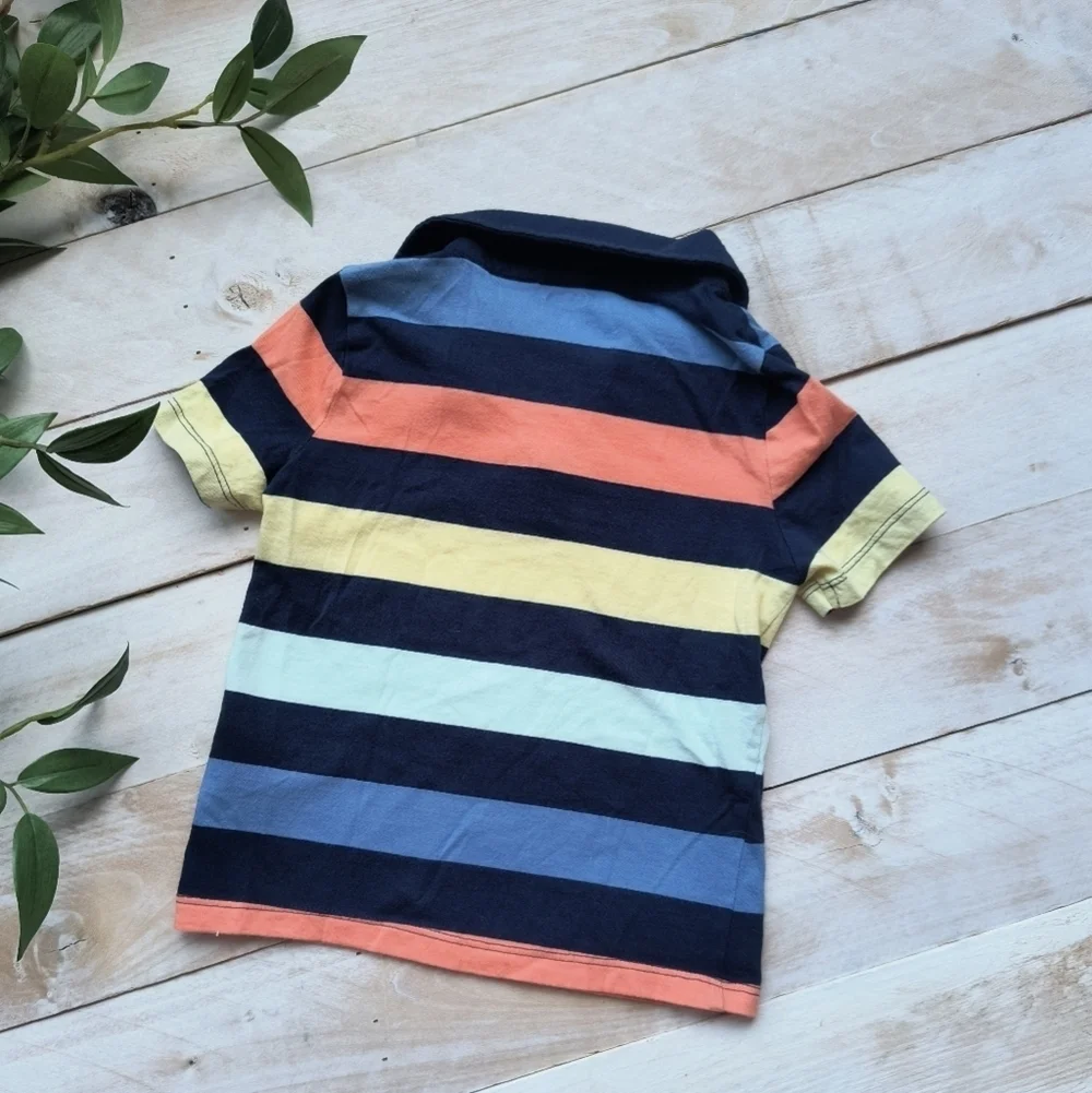 Old Navy Boys Striped Short Sleeve Polo Dress Shirt Multi Colored 3T